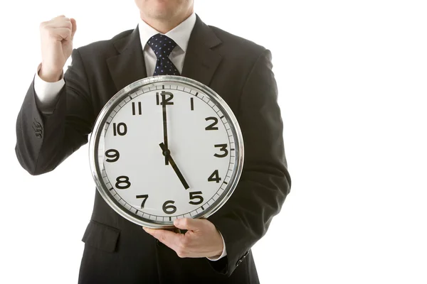 Businessman Holding Clock — Stock Photo, Image