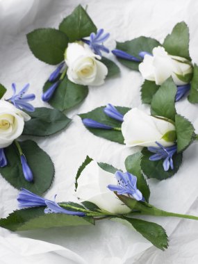 Box Filled With White Rose Corsages clipart