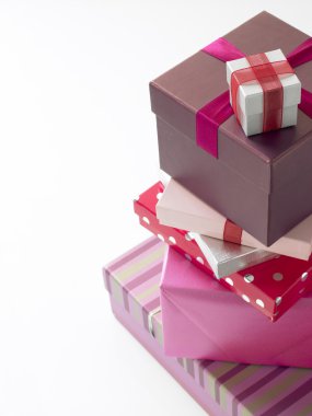 Stack Of Pink Wrapped Presents clipart