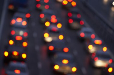 Tail Lights Shining Brightly In A Traffic Jam On Motorway clipart