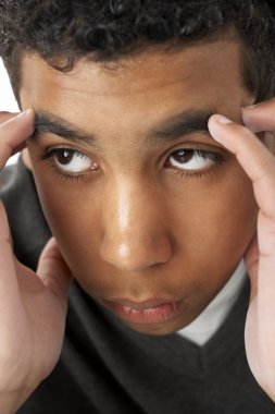 Portrait Of Stressed Young Boy clipart