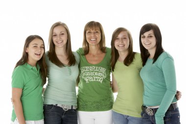 Group Of Teenage Girls With Mother clipart