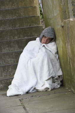 Homeless Man Sleeping Rough clipart