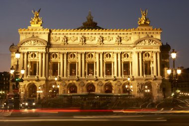 Exterior Of Paris Opera House At Night clipart