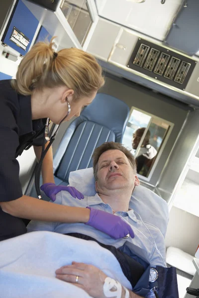 Paramedic Attending Patient Ambulance — Stock Photo, Image