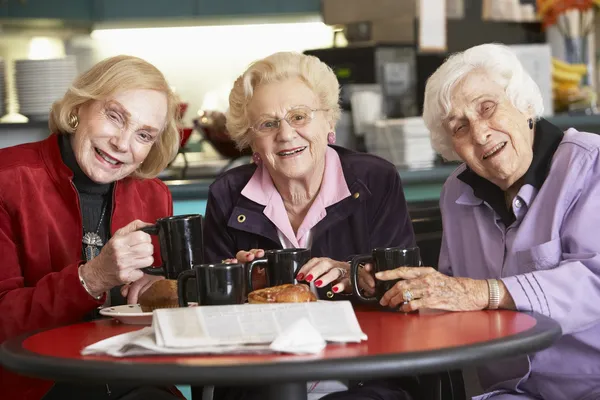 Mulheres sênior bebendo chá juntas — Fotografia de Stock