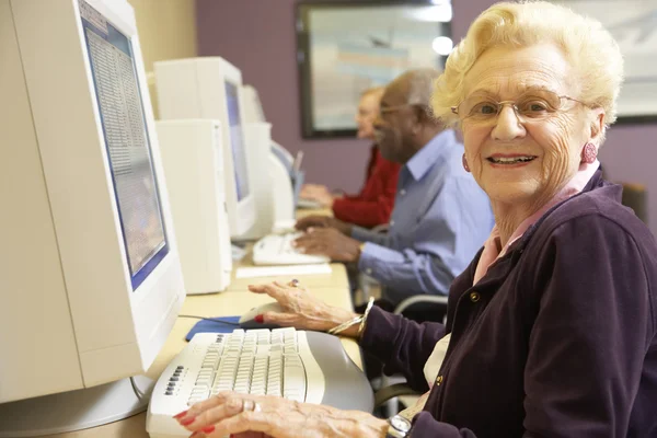Mujer Mayor Usando Computadora —  Fotos de Stock