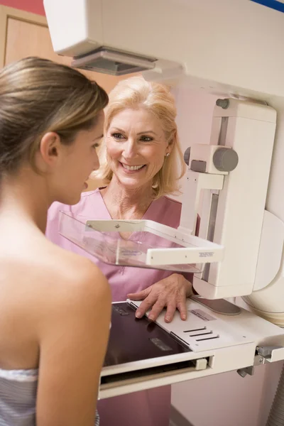 stock image Nurse Assisting Patient Undergoing Mammogram