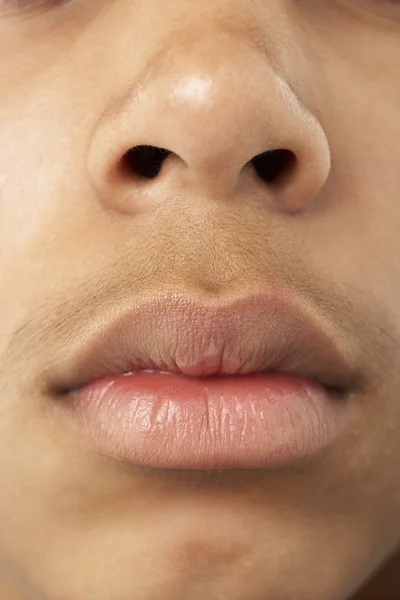 어린 소년의 입과 코의 클로즈업 — 스톡 사진