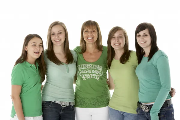 Gruppo Ragazze Adolescenti Con Madre — Foto Stock