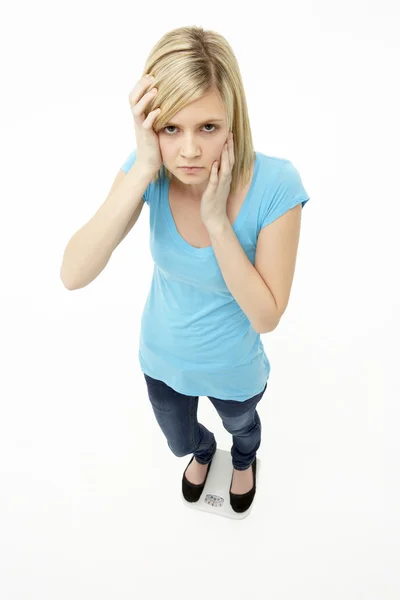 Worried Teenage Girl Standing Studio — Stock Photo, Image