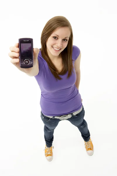 Девушка Подросток Мобильным Телефоном — стоковое фото