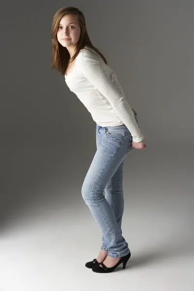 Teenage Girl Standing Studio — Stock Photo, Image