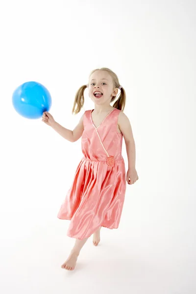 Menina Jovem Segurando Balão Festa — Fotografia de Stock
