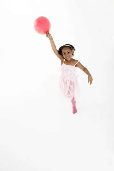 Menina Jovem Segurando Balão Festa — Fotografia de Stock