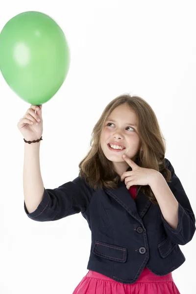 年轻女子派对气球 — 图库照片