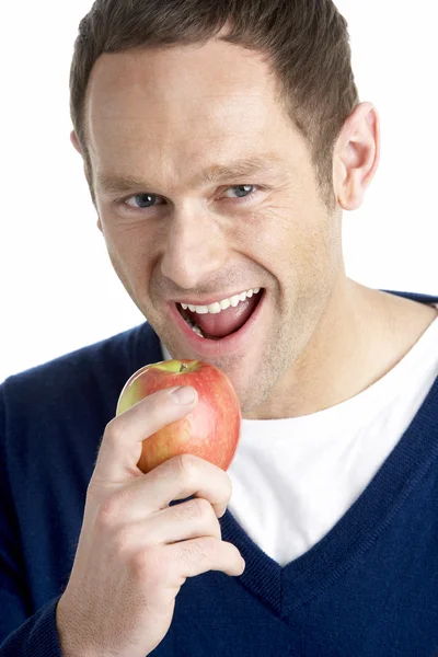 Man Taking Bite Apple — Stock Photo, Image