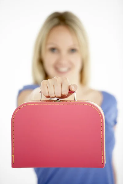Woman Holding Suitcase — Stock Photo, Image