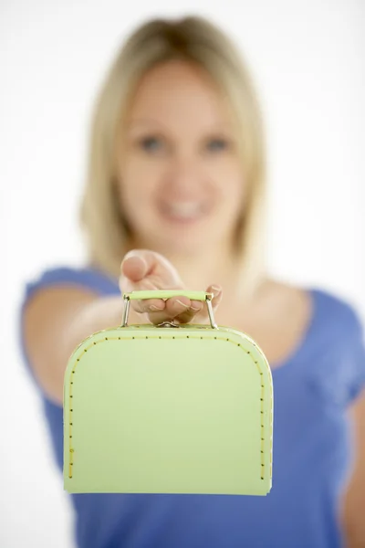 Woman Holding Suitcase — Stock Photo, Image