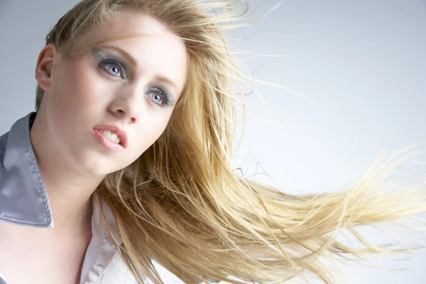 Young Woman Hair Blowing — Stock Photo, Image