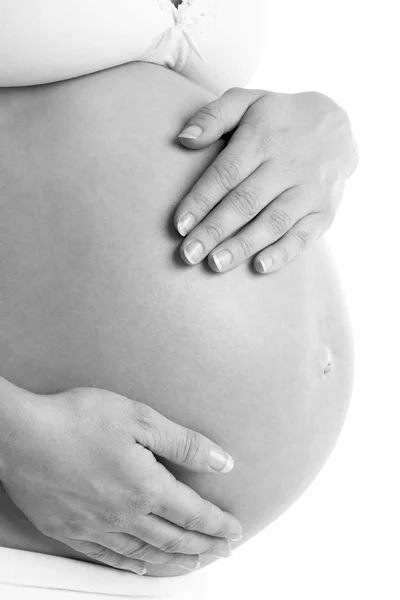 Detail Pregnant Woman Holding Stomach — Stock Photo, Image