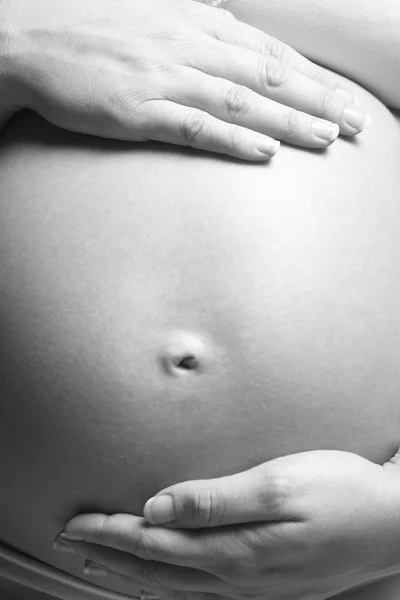 Detalj Gravid Kvinna Med Magen — Stockfoto