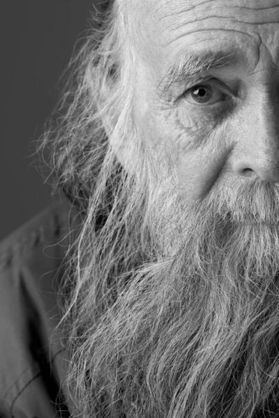 Uomo Anziano Con Barba Lunga — Foto Stock