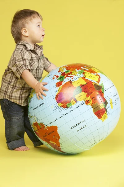 Toddler Studio Globe — Stock Photo, Image
