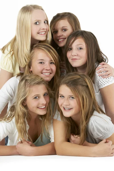 Group Teenage Girlfriends — Stock Photo, Image