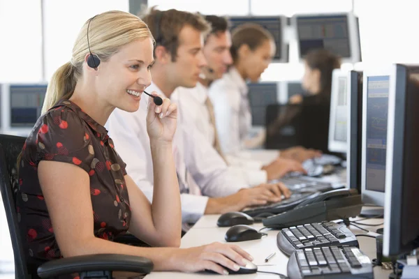 Stock Traders Working Computers — Stock Photo, Image