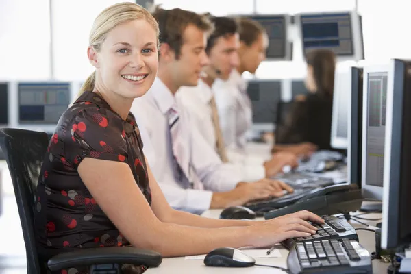 Stock Traders Working Computers — Stock Photo, Image