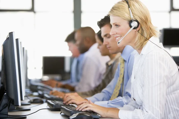Stock Traders Headsets Work — Stock Photo, Image