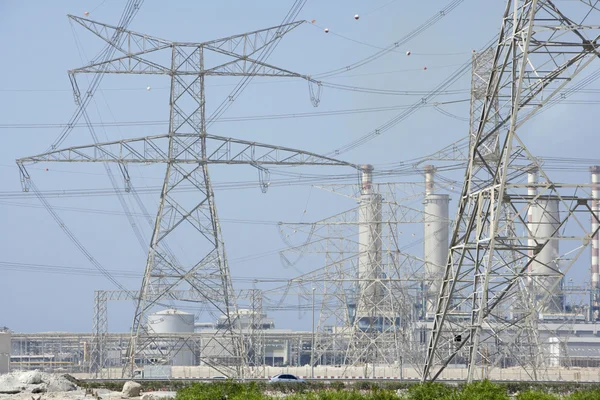 Pilones Electricidad Central Eléctrica — Foto de Stock