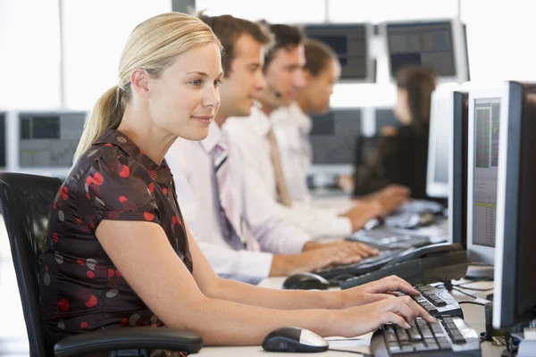Stock Traders Working Computers Stock Image