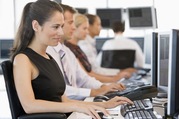 Stock Traders Working At Computers Stock Image