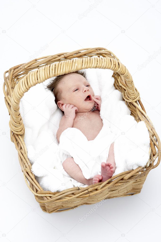 Newborn Baby In Basket Stock Photo by ©monkeybusiness 4795718