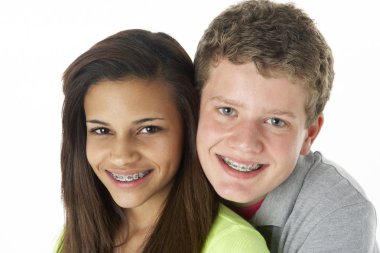 Teenage Couple in Studio clipart