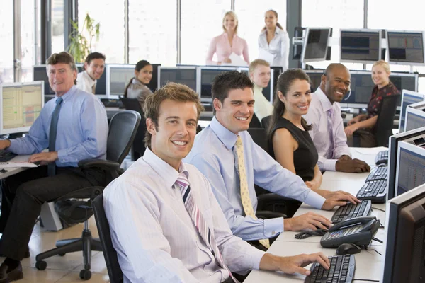 View Busy Stock Traders Office — Stock Photo, Image