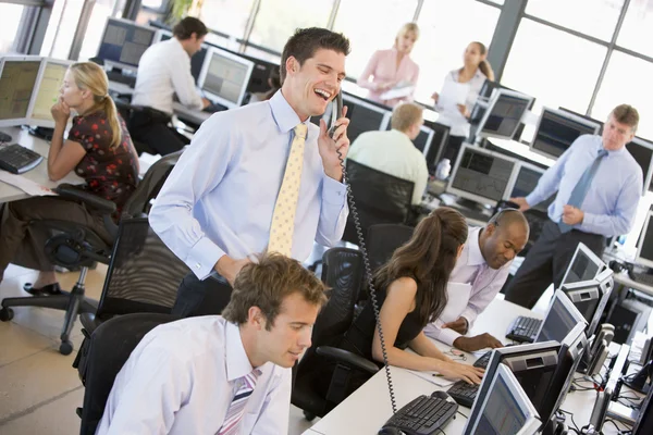 View Of Busy Stock Traders Office — Stock Photo, Image