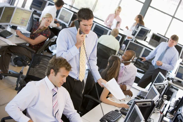 View Of Busy Stock Traders Office — Stock Photo, Image