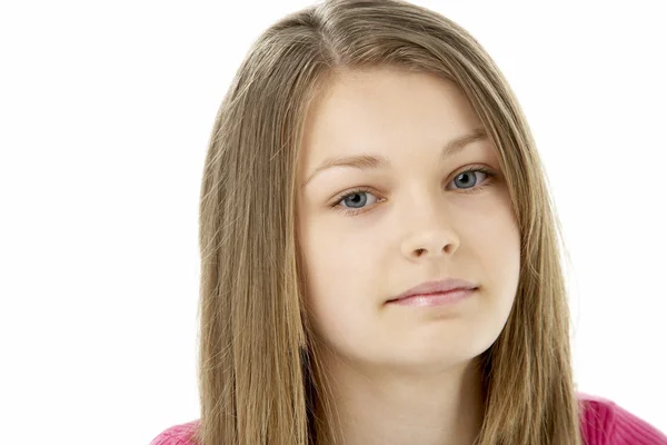 Estúdio retrato de preocupado adolescente menina — Fotografia de Stock