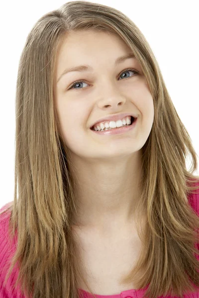 Estúdio Retrato Sorridente Adolescente Menina — Fotografia de Stock