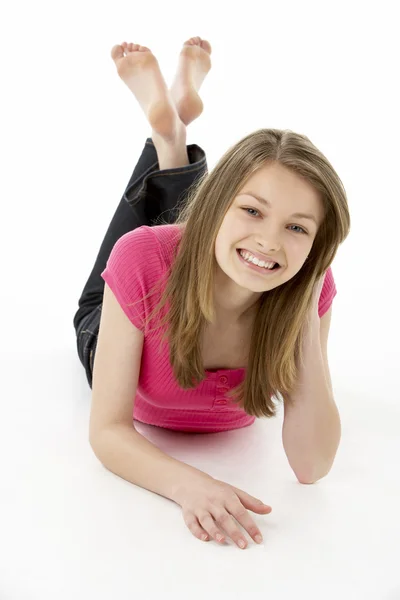 Teenage Girl Laying on Stomach — Stock Photo, Image