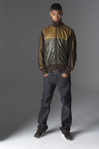 Studio Portrait Fashionably Dressed Teenage Boy — Stock Photo, Image