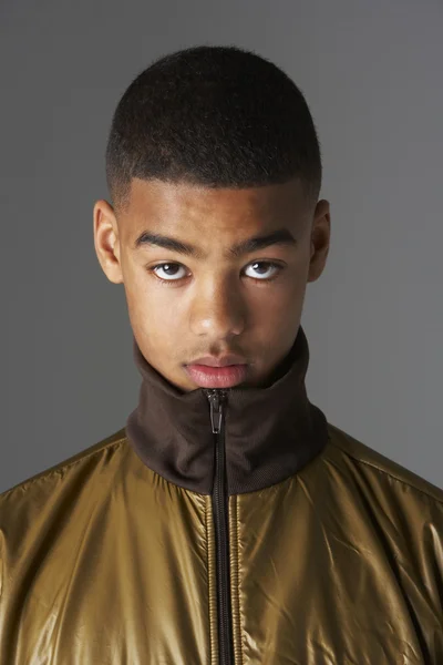 Studio Portrait Of Fashionably Dressed Teenage Boy — Stock Photo, Image