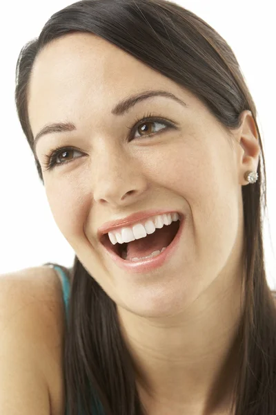 Studiový portrét smějící se ženu — Stock fotografie