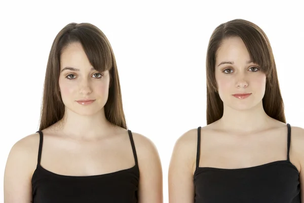 Studio porträtt av teenage twins — Stockfoto