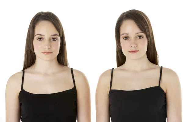 Retrato Estúdio Adolescentes Gêmeos — Fotografia de Stock
