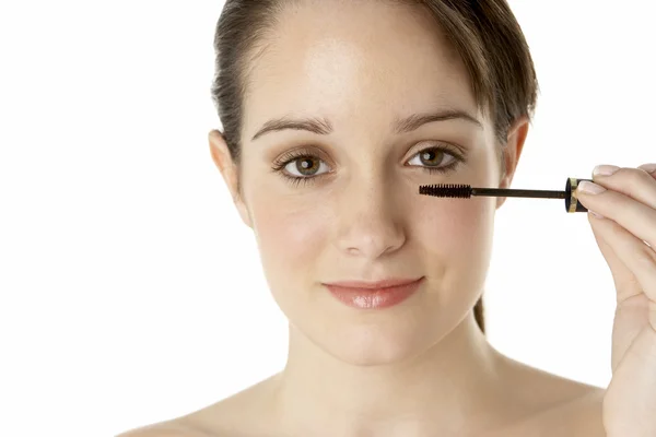 Menina Adolescente Aplicando Maquiagem — Fotografia de Stock