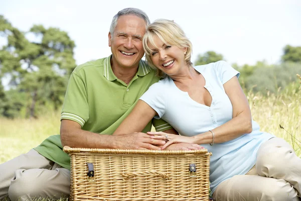 Ältere Paare Picknicken Auf Dem Land — Stockfoto